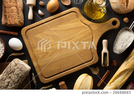bread and bakery products on wood bread and bakery products on wood 26688683