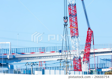 Highway road under construction Under the blue sky Highway road under construction Under the blue sky 26688754
