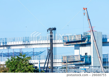 Highway road under construction Under the blue sky Highway road under construction Under the blue sky 26688755