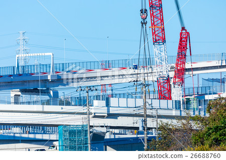 Highway road under construction Under the blue sky 26688760