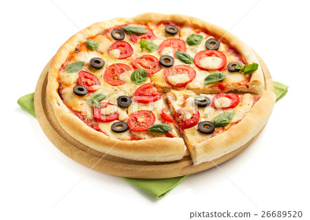 图库照片  margarita pizza isolated on white