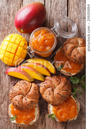 Buns with mango marmalade, butter Buns with mango marmalade, butter 26689864