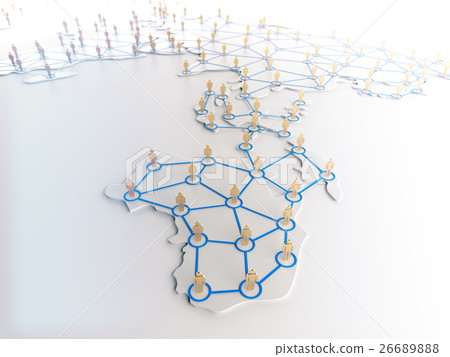 Social network with human symbol in world map. Social network with human symbol in world map. 26689888