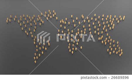 Social network with human symbol in world map. 26689896