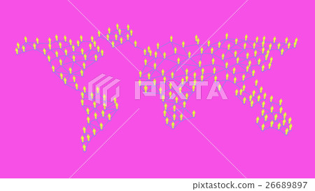 Social network with human symbol in world map. 26689897