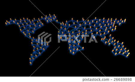 Social network with human symbol in world map. Social network with human symbol in world map. 26689898