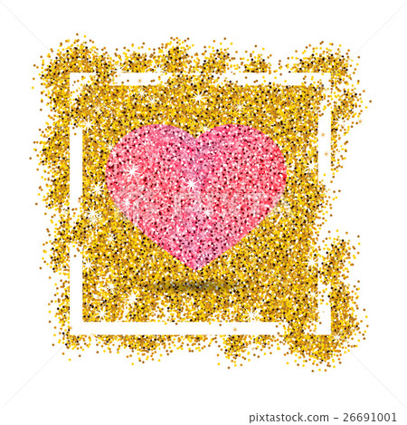 Heart on a gold background in the frame. - Stock Illustration [26691001 ...