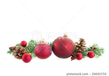 Christmas balls and evergreen twigs 26692550