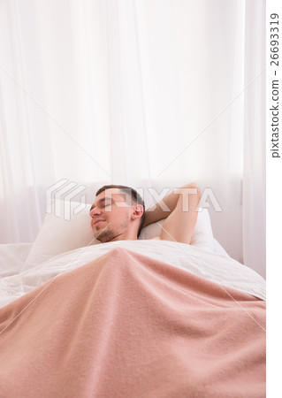 Satisfied man under a blanket and masturbates 26693319