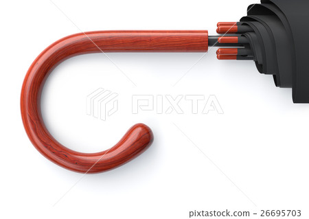 Dark umbrella handle isolated on white background. - Stock Illustration