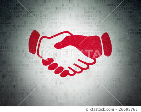 Finance concept: Handshake on Digital Data Paper Finance concept: Handshake on Digital Data Paper 26695763