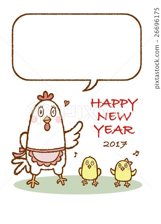 2017新年卡片雞父母和孩子 26696175