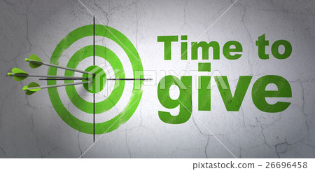 Time concept: target and Time To Give on wall 26696458