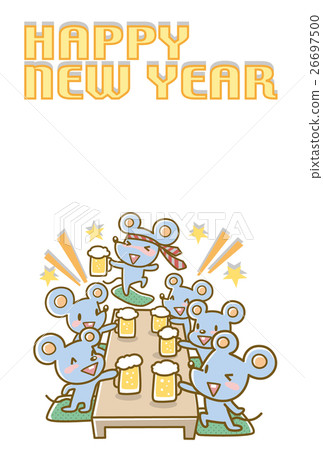 [New Year's card] Mouses having a drinking party 26697500