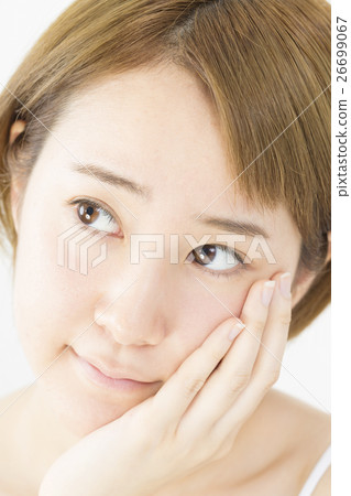 Beauty female part staring at eyes eye eyes eye hands on your cheeks Beauty female part staring at eyes eye eyes eye hands on your cheeks 26699067