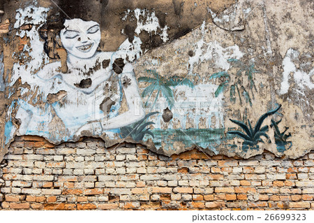 street art painting on the old brick wall street art painting on the old brick wall 26699323