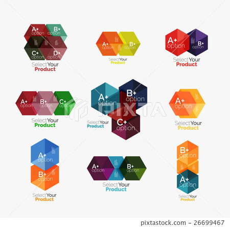 Set of abstract geometric hexagon design with 26699467