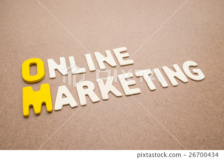 Text Online Marketing wording on brown background Text Online Marketing wording on brown background 26700434