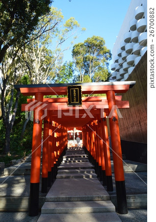 稻荷神社的紅色鳥居 兵庫縣神戶市生田神社神社 中央區 照片素材 圖片 圖庫