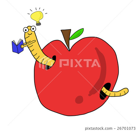worm reading book in red apple 26701073