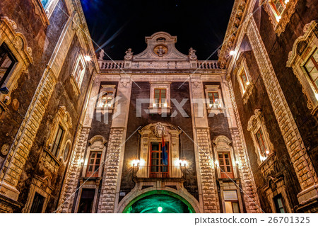 Piazza Duomo with Town Hall in Catania in Sicily Piazza Duomo with Town Hall in Catania in Sicily 26701325