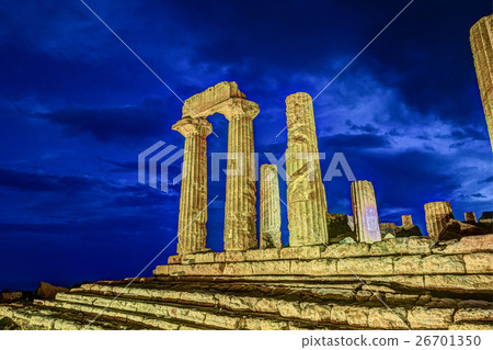 Temple of Juno at night. Valley of Temples Temple of Juno at night. Valley of Temples 26701350
