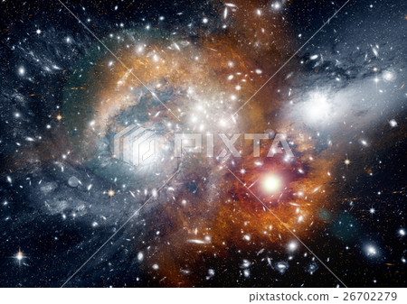 Stars, dust and gas nebula in a far galaxy 26702279