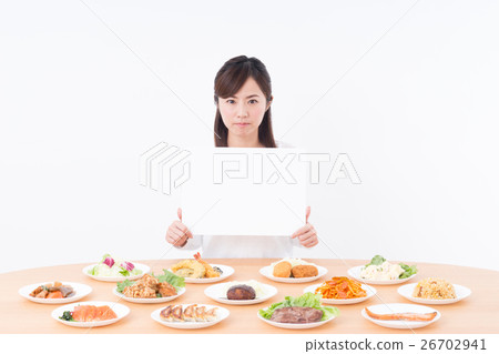 Young lady (cooking - white board) 26702941