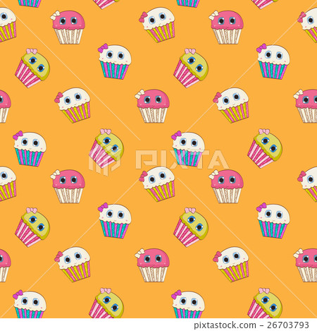 Sweet Tasty Cupcake Seamless Pattern Vector Sweet Tasty Cupcake Seamless Pattern Vector 26703793