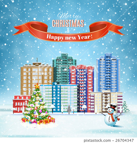 Christmas winter city street Christmas winter city street 26704347