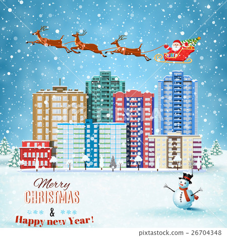 Christmas winter city street Christmas winter city street 26704348