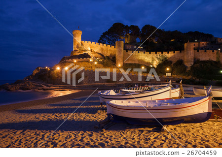 Town of Tossa de Mar by Night in Spain 26704459