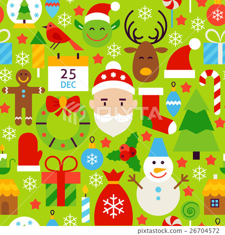 Merry Christmas Green Tile Pattern 26704572