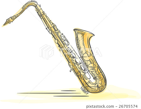 Sax Drawn Watercolor Sax Drawn Watercolor 26705574