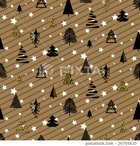 Gold and black christmas winter woods seamless Gold and black christmas winter woods seamless 26705620