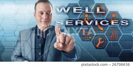Happy Operations Supervisor Touches WELL SERVICES Happy Operations Supervisor Touches WELL SERVICES 26706636