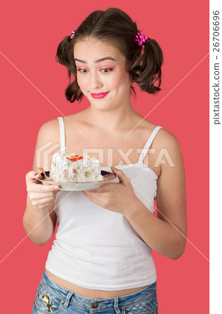 girl with dessert 26706696