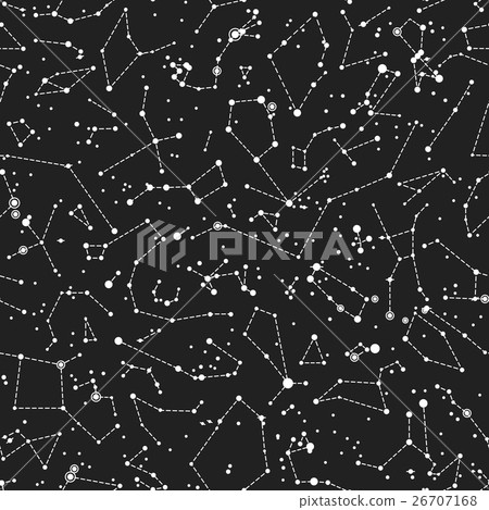 Constellations Seamless vector pattern on dark sky 26707168