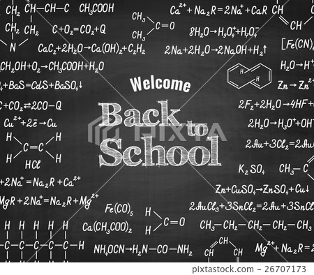 Welcome back to school with formula on blackboard. Welcome back to school with formula on blackboard. 26707173