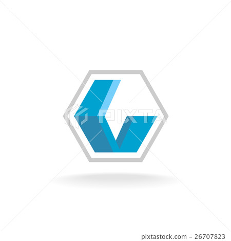 Letter L industrial flat blue ribbons logo 26707823