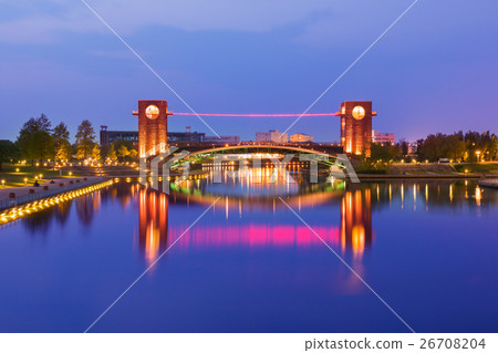 architecture building and colorful bridge 26708204
