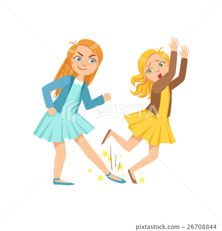 Girl Tripping Smaller Kid Teenage Bully 26708844