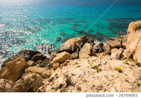 Stone cliff in a beautiful blue sea Cyprus 26709005