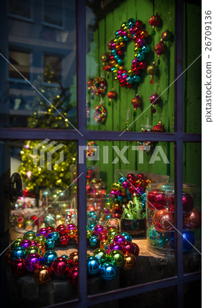 Christmas decoration. Window at night Lights ornam Christmas decoration. Window at night Lights ornam 26709136