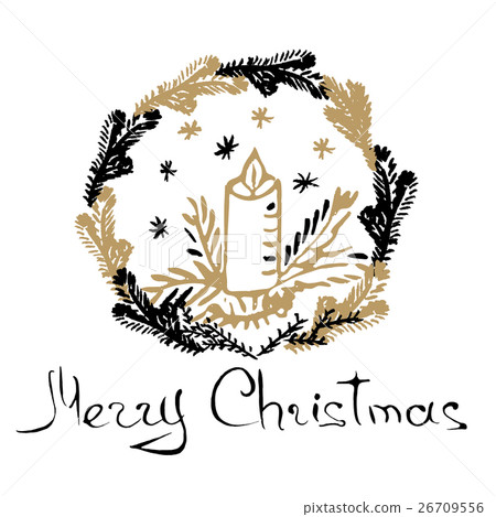 Christmas hand drawn card. 26709556
