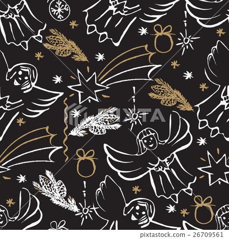 Christmas hand drawn seamless pattern. 26709561