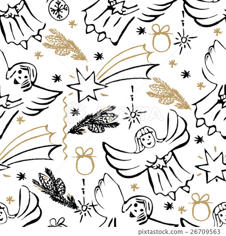 Christmas hand drawn seamless pattern. 26709563