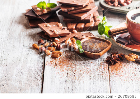 Assortment of chocolate types Assortment of chocolate types 26709583