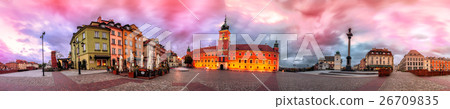 Warsaw Royal Castle Square sunrise skyline, Poland Warsaw Royal Castle Square sunrise skyline, Poland 26709835