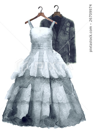 watercolor wedding set on a white background - Stock Illustration ...